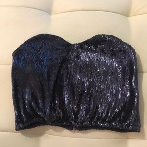 Silence + Noise Blue Sequin Tube Top